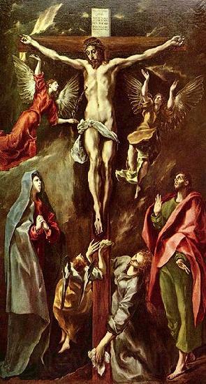 El Greco Christus am Kreuz, mit Maria, Johannes und Maria Magdalena Norge oil painting art